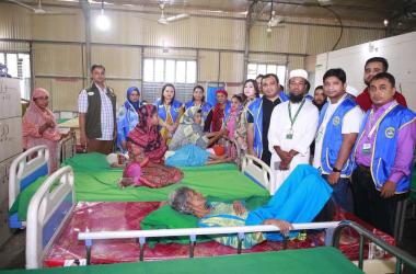  Honorary District Governor of Lions Club (315B-1), Mr. Ashraf Hussain Khan Hira and his wife Fatima Qadir Huma, Chief Advisor of Lions Club Shamoli Mouluda Khatun, President of Lions Club Shamoli Farzana Nazneen and members of Lions Club Shamoli, Dhaka 