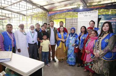 Honorary District Governor of Lions Club (315B-1), Mr. Ashraf Hussain Khan Hira and his wife Fatima Qadir Huma, Chief Advisor of Lions Club Shamoli Mouluda Khatun, President of Lions Club Shamoli Farzana Nazneen and members of Lions Club Shamoli, Dhaka